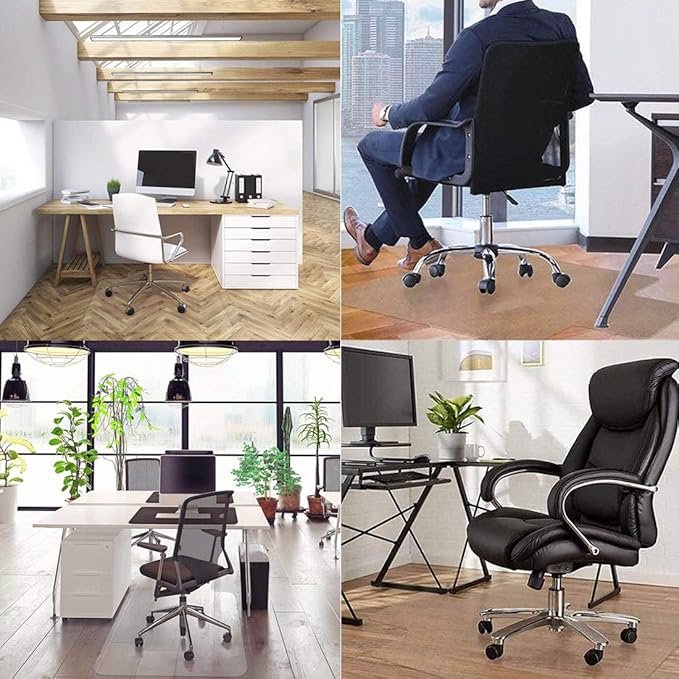 Office Chair Mat for Hardwood Floor, 36"x48" Clear Desk Chair Mat Easy Glide for Rolling Chair, Heavy Duty Vinyl Floor Protector Mat for Home or Office, Easy Clean and Flat Without Curling