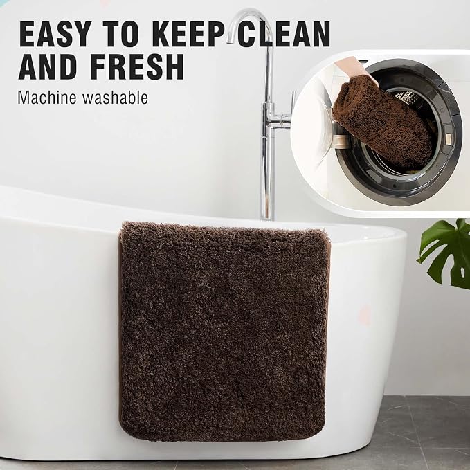 TECHMILLY Super Soft Shaggy Bathroom Rugs, Absorbent Thick Non Slip Microfiber Bath Rugs, Quick Dry Machine Washable Bath Mat for Bathroom Floor, Bathtub and Shower 20"x32"