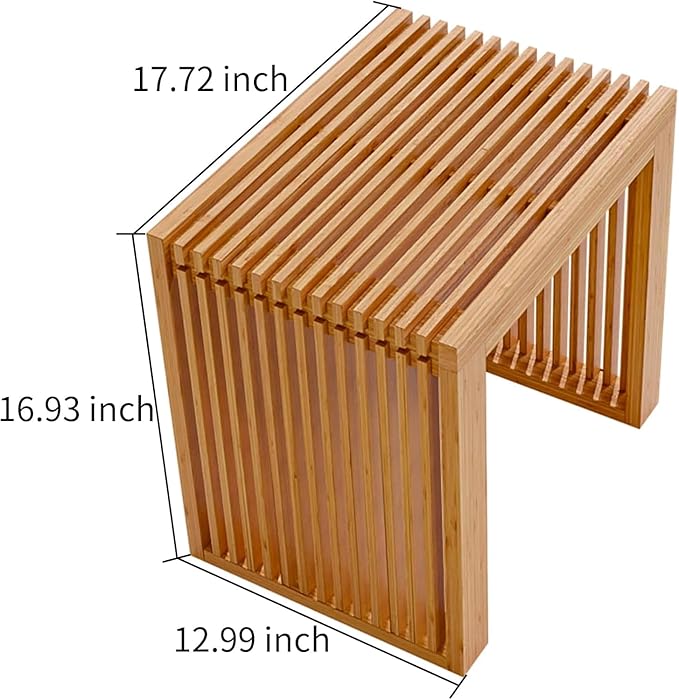 APRTAT Small Bamboo Dining Bench, 17inch Farmhouse Decor Indoor Kitchen Table Bench, Entryway Shoe Rack Bench, Outdoor Bench, Solid Bamboo Benches for Living Room, Hallway, Bedroom, Bathroom