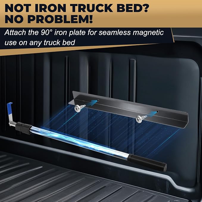 LOVEETA® 6.3 Ft Magnetically Mounted Cargo Grabber Reach Retriever Tool - 3.0 Upgraded Extendable Pickup Truck Bed Accessories, Multi-Use Truck Bed Reach Tool (Gunmetal Gray) - 2 Hooks 1 Mounted Plate