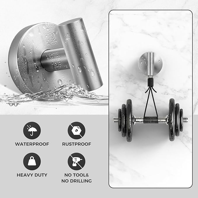 Shower Hooks for Inside Shower,No-Drill Removable&Reusable Towel Hooks for Bathroom,Heavy Duty Suction Cup Hooks for Glass Window,2 Packs(Silver)