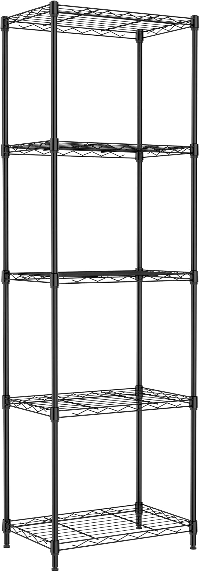 IZEUK 5 Tier Metal Wire Shelf Unit, Black Storage Rack Organizer for Kitchen, Bedroom, Living Room or Laundry Room, 17.7" W x 11.8" D x 55.0" H