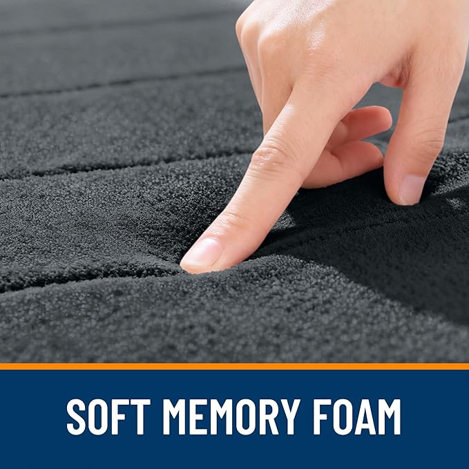 OLANLY Memory Foam Bath Mat 32x20, Super Soft Absorbent Bathroom Rugs, Quick Dry, Machine Washable Shower Floor Rugs, Bathmat Carpet, Bathroom Home Decor Accessories, Dark Gray