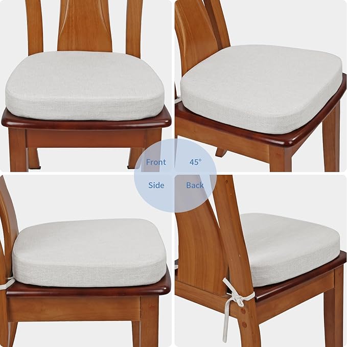 BUYUE Thickened 2.5" Dining Chair Cushions Set of 4, U-Shape High Density Foam Comfortable Chair Pads for Kitchen, Slip Resistant Indoor Seat Cushions (4 PCS, Light Gray)