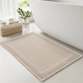 RESARE Waffle Bath Mat for Bathroom, Super Absorbent Bathroom Rugs Non Slip Machine Washable, Ultra Soft Quick Dry Boho Bath Rugs with Tassels, Farmhouse Home Decor Accessories, 17"x24" Pale Beige