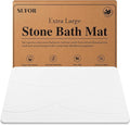 32"x20" Stone Bath Mat, Diatomaceous Earth Shower Mat, Non-Slip Super Absorbent Quick Drying Bathroom Floor Mat, Natural, Easy to Clean (Milky White)