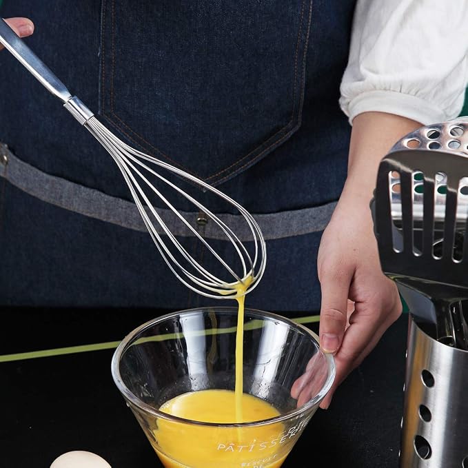 Whisk, Berglander Whisks For Cooking, Stainless Steel Balloon Whisk, Sturdy Kitchen Wire Whisk Set for Cooking, Baking, Blending, Whisking, Beating, Stirring, Dishwasher Safe, Easy to Clean