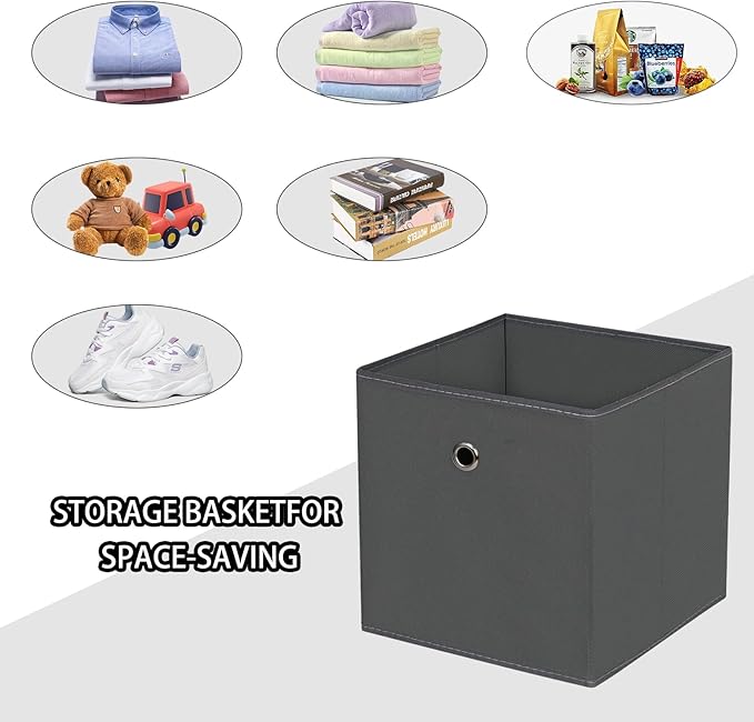 Foldable Storage Cubes Bins ,11 Inch Cloth Storage Cube Fabric Storage Box Cubes Organizer Baskets with Handles for Home Organizer Set of 10 (Grey)