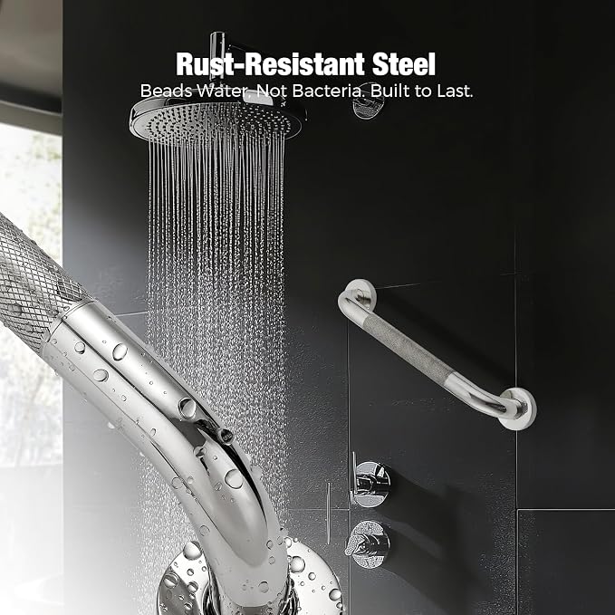 Grab Bars for Shower 2 Pack 18-Inch, Stainless Steel Anti-Slip Safety Shower Handle for Elderly Bathroom Wall Support Handicap Handicap Grab Bars for Seniors, Polished Nickel