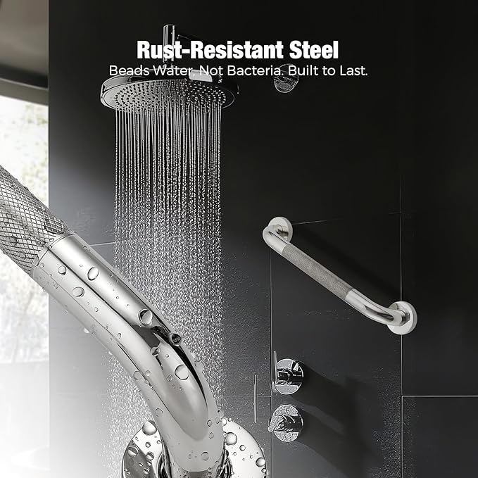 Grab Bars for Shower 2 Pack 24-Inch, Stainless Steel Anti-Slip Safety Shower Handle for Elderly Bathroom Wall Support Handicap Handicap Grab Bars for Seniors, Polished Nickel