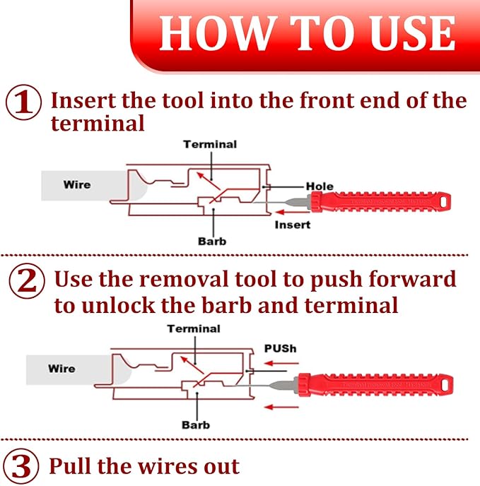 41 Pcs Terminal Pin Removal Tools with Blow-Molded Case - Electrical Pin Removal Tools Automotive Depinning Tool Kit for Automotive & Household Devices Most Connector, Red