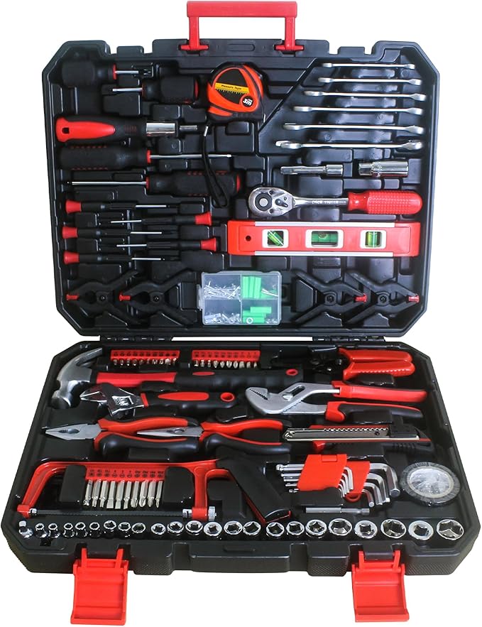 238-Piece Home & Hand Tool Kit Set- Portable Black Tool Box Set Hand Tool Kit with Lock, Perfect for Homeowner, Diyer, Handyman