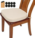 BUYUE Thickened 2.5" Friendly Woven Fabric Dining Chair Cushion, U-Shape High Density Foam Comfortable Chair Pad for Kitchen, Slip Resistant Indoor Seat Cushion (1 Piece, Beige)