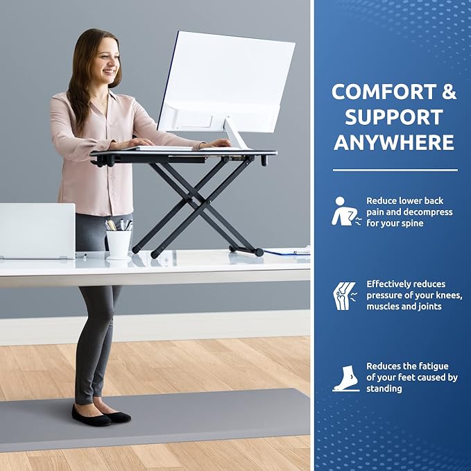KitchenClouds Kitchen Mat Cushioned Anti Fatigue Kitchen Rug 17.3"x60" Water Resistant Non Slip Kitchen Rugs and Mats Standing Desk Mat Comfort Floor Mats for Kitchen House Sink Office (Grey)