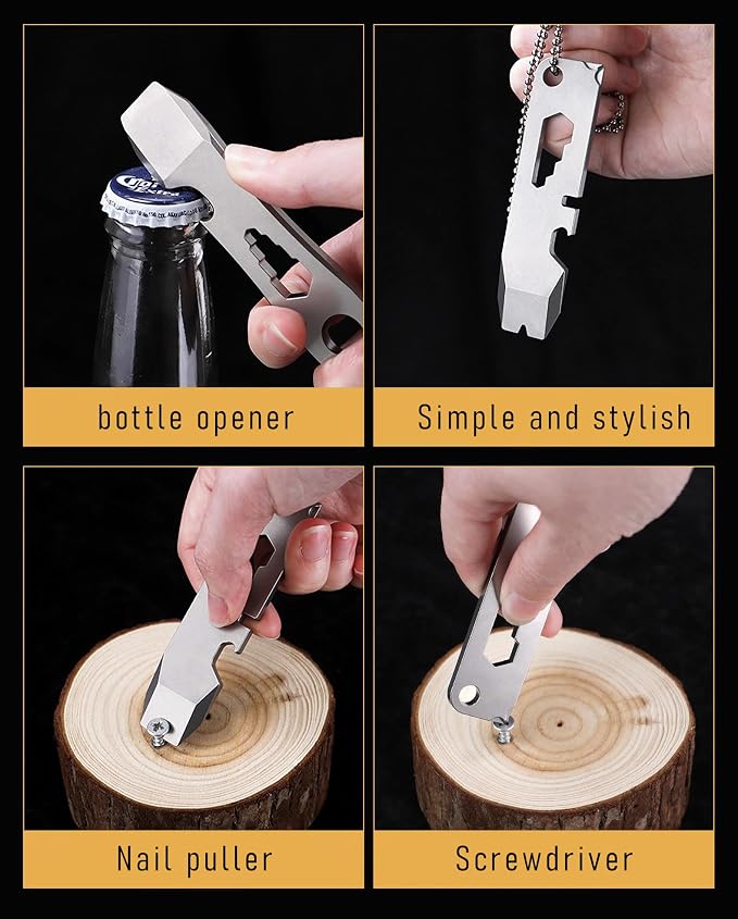 Titanium keychain tool,Lightweight Multipurpose Tool, Paint Can Opener, Pry Tools, Wrench Bottle Opener,Ideal Every Day Carry for Men, RFLPB05