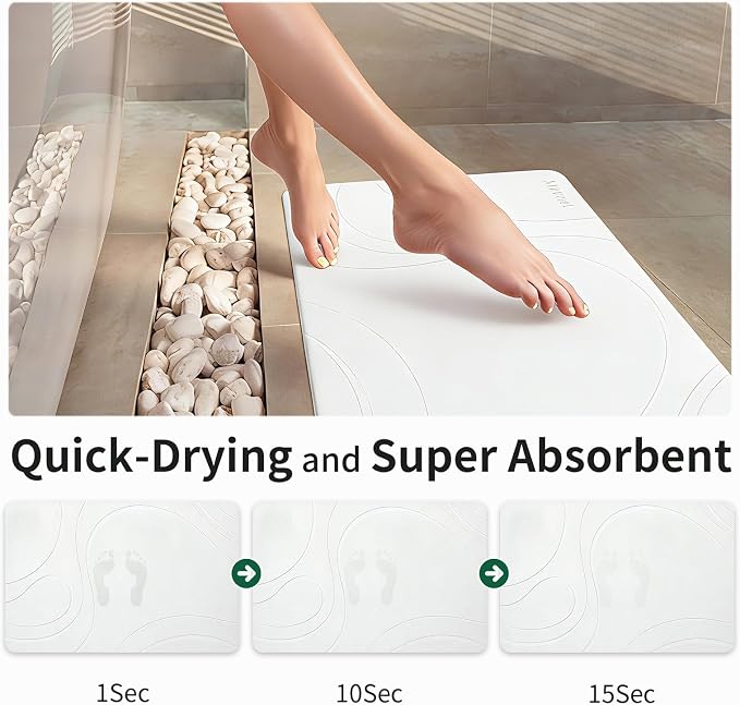 XMarrat Large Stone Bath Mat 2 Pack, 31.5'' x 19.7'' Super Absorbent Diatomaceous Earth Bath Mat Large, Quick Drying Non-Slip Diatomite Stone Bath Mats for Bathroom, Easy to Clean
