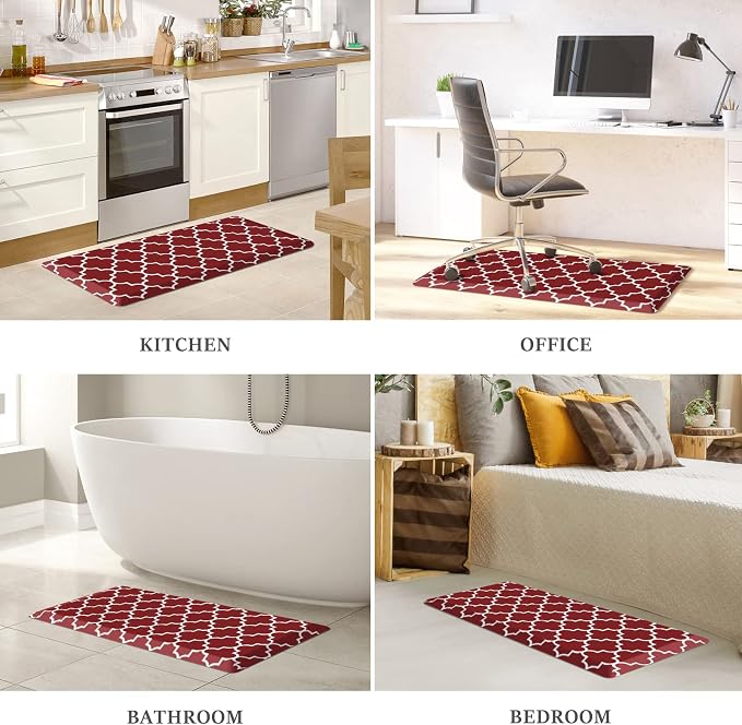 WISELIFE Anti Fatigue Floor Mat - 4/5 Inch Kitchen Mat Non Slip Waterproof Heavy Duty Ergonomic Comfort Mat Durable for Home, Office, Sink, Laundry,(17.3" x 39", Red)