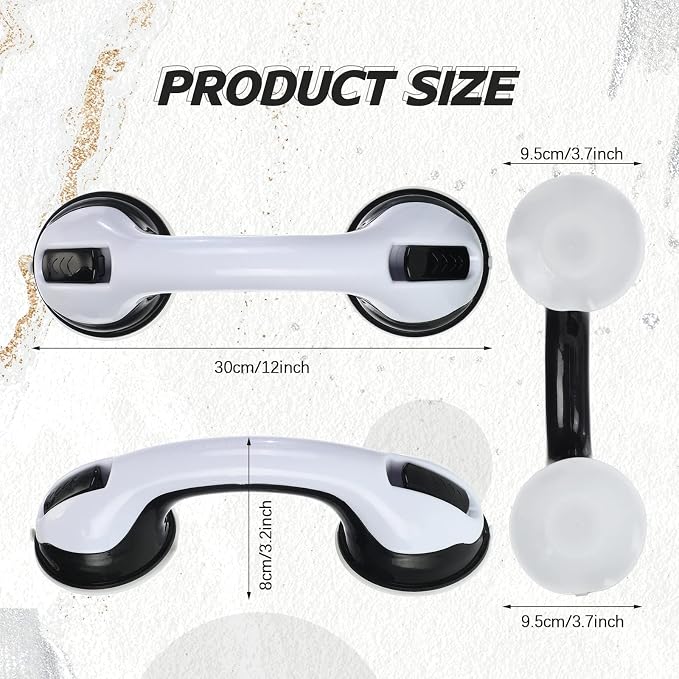 Qunclay 4 Pack 12 Inch Grab Bars for Bathtubs Shower Handle Shower Grab Bars for Seniors Elderly Disabled Handicap (Black, Gray)