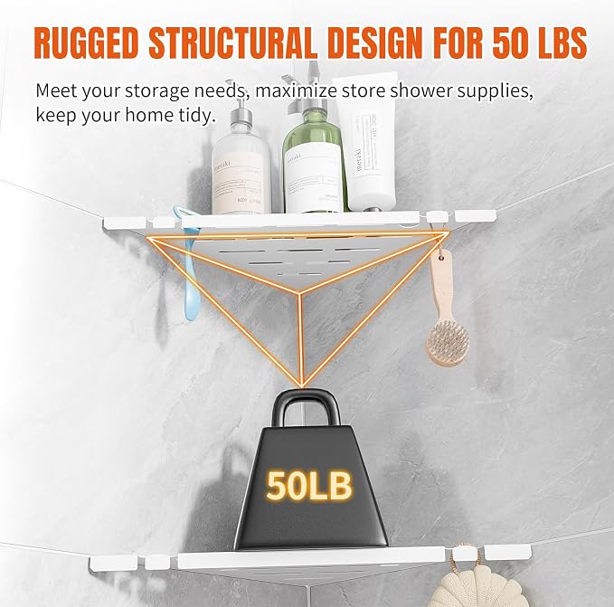 Shower Corner Shelf, 304 Stainless Steel, Black, Wall Mount, Triangular, 10 x 10 Inches, Leak Resistant, 2 Pack, Bathroom Storage Organizer with Brushed Finish