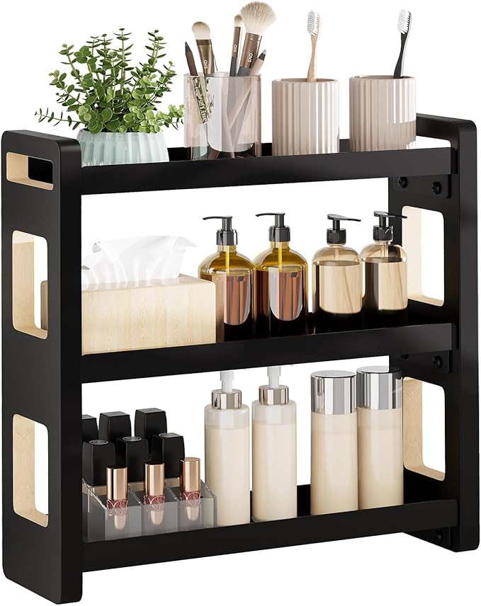 Bathroom Counter Organizer,Bathroom Counter Shelf,Bathroom Organizers,Under Sink Organizer,Cologne Organizer For Men,Cologne Cabinet,Father Day Gift for Dad(Black 3 Tier)