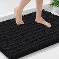 Smiry Bathroom Rugs Mat 30x18, Extra Soft Absorbent Chenille Bath Rugs, Non Slip Rubber Backing Machine Washable Quick Dry Bath Mats for Bathroom Floor, Tub, Shower, Home Decor Accessories, Black
