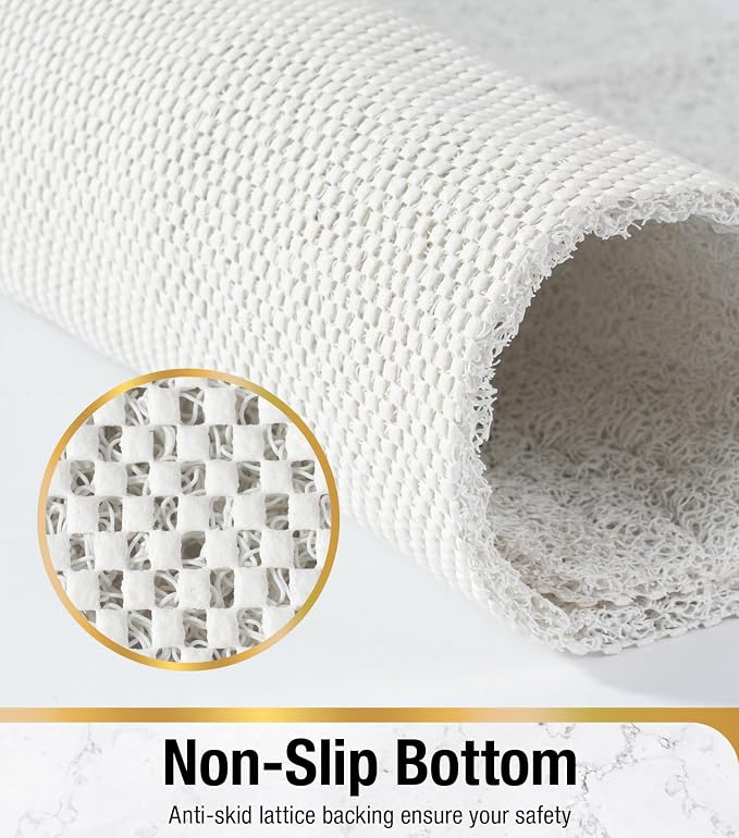 HITSLAM Square Shower Stall Mat, 21 x 21 Inch Non Slip Bath Mat for Tub, Soft PVC Loofah Bathtub Mats, Quick Drying Bathroom Shower Mat Anti Slip, Soft on Feet, White