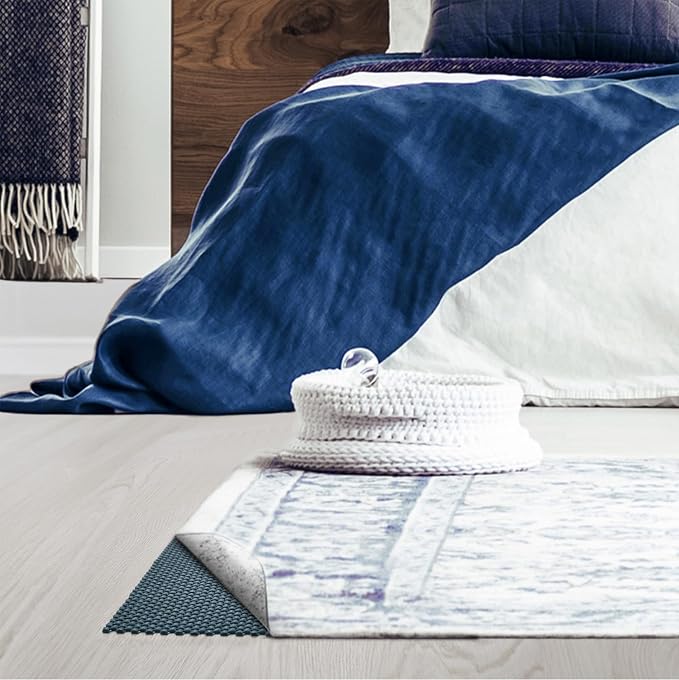 Veken 3x5 Ft Rug Pad Gripper for Hardwood Floors, Non Slip Dark Blue Rug Pads for Area Rugs, Thick Rug Grippers for Tile Floors, Under Carpet Anti Skid Mat, Keep Your Rugs Safe and in Place