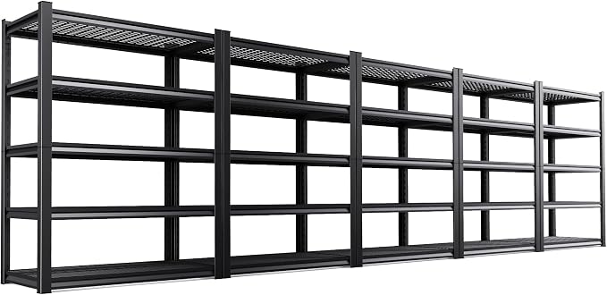 5-Pack Heavy Duty Garage Shelving for Garage, Warehouse & Workshop Storage Organization, 71" H x 35" W x 16" D Adjustable 5-Tier All Metal Wire Shelf for Tools, Storage Bins & Bulk Items