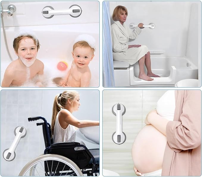 Shower Handle Grab Bars for Bathtubs and Showers, Heavy Duty Shower Handle Removable Shower Handrails for Seniors and Elderly, Bathroom Safety Grip No Drilling Waterproof Grey
