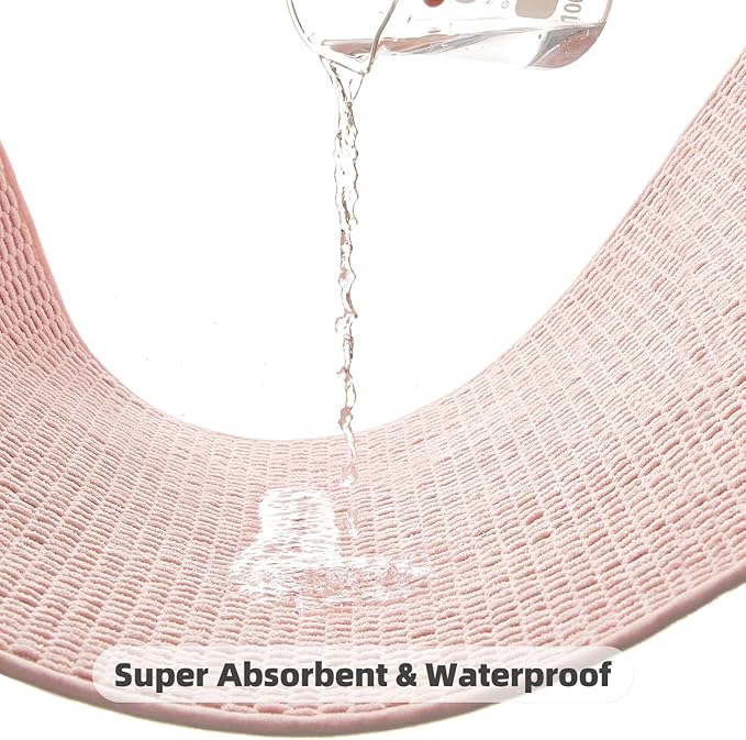TYUU Large Bathroom Rugs Non Slip Washable Bath Rugs Super Absorbent Bathroom Rug Thin Quick Dry Low Pile Bath Mats, Pink 36"x48"