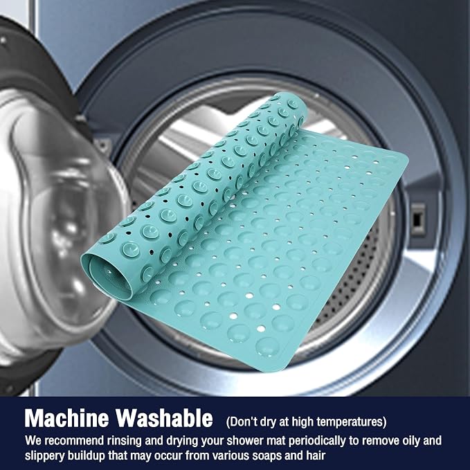 Square Shower Bathtub Mat Non Slip for Inside Shower Mars Green 21x21 Inch, Shower Stall Mats for Bathroom Floor, Soft Bath Mat for Tub with Big Suction Cups Drain Holes, Easy Washable Dry