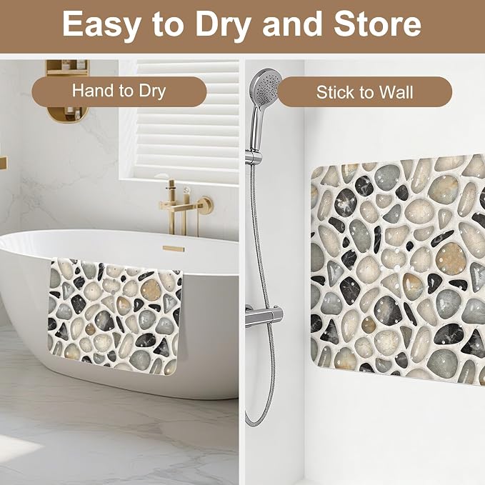Square Shower Mat, 21x21 Inch Non Slip Shower Mats for Inside Shower Stall, Soft PVC Anti Slip Shower Mat with Sucion Cups, Machine Washable Bathroom Shower Floor Mat for Elderly Kids