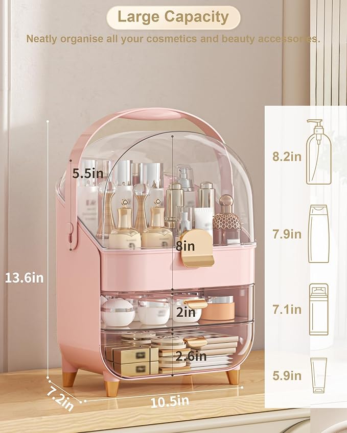 Anylady Makeup Organizer Countertop, Skincare Holder Bathroom Counter Organizer, Storage Box Cosmetic Display Cases, Teen Girl Gifts Make up Organizers for Vanity, Dresser