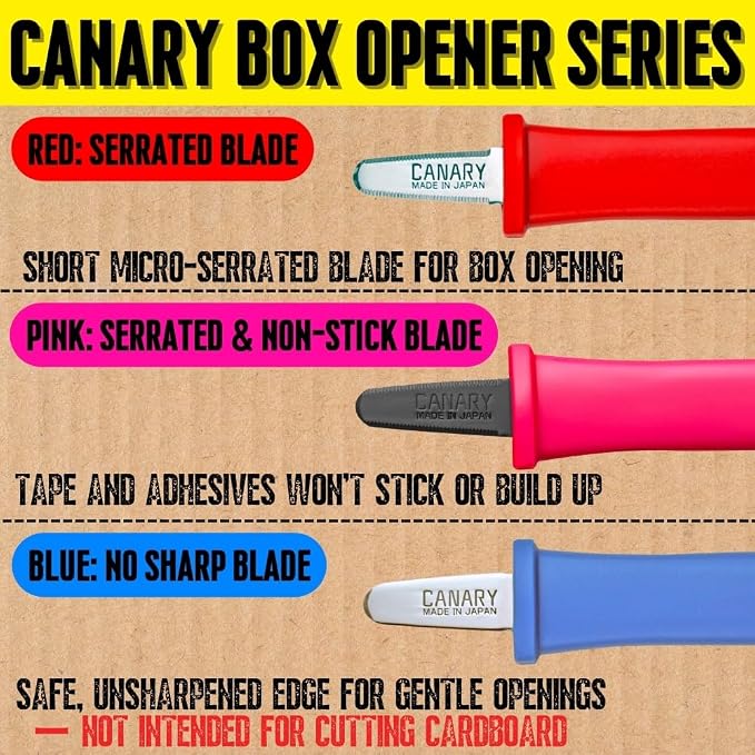 CANARY Safety Box Opener Tool with No Sharp Edge 5" [No Blade] - Mini Package Opener for Careful Package Opening Around Contents - Made in Japan, Blue