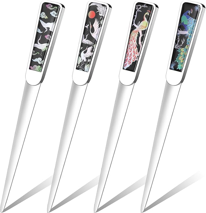 Chuangdi 4 Pieces Letter Opener Knife Fancy Stainless Steel Envelope Openers Slitter Lightweight Mail Opener Tool for Women Men Graduation Gift Office Home School Supplies(Retro Style)