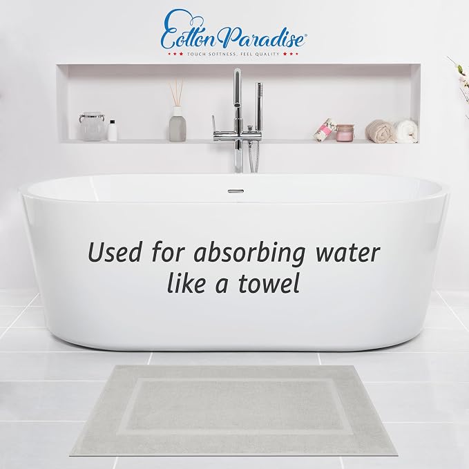 Cotton Paradise 100% Cotton Turkish Bathmat Set, Soft Absorbent Quick Dry, 2 Piece 20x34 Bathmat Floor Set, Silver Grey