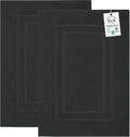 Feather & Stitch 2 Piece Towel Like Bath Mats (30x21 Inch) 100% Cotton Terry Bath Mats, Bathroom Shower Floor Mats [NOT A Bathroom Rug], Soft Absorbent Washable Mats - Charcoal