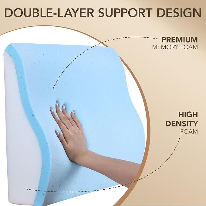 SofGlowly Lumbar Support Pillow for Recliner,Large Memory Foam Back Support Cushion for Sofa & Gaming Chair, Ergonomic Backrest Pillow Comfortable Couch Cushion with Machine Washable Cover,Coffee