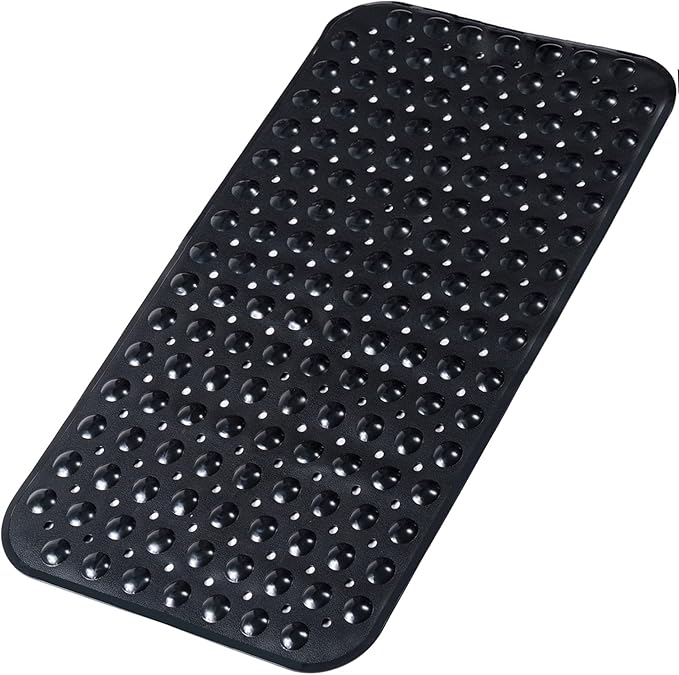 Bathtub and Shower Mats, 28 x 15 Inch Non-Slip Bath Mat, Machine Washable Bath Tub Mat with Suction Cups & Drain Holes for Bathroom, Beige