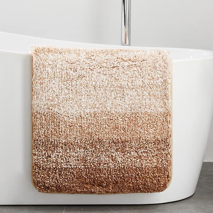 TECHMILLY Super Soft Shaggy Bathroom Rugs, Absorbent Thick Non Slip Microfiber Bath Rugs, Quick Dry Machine Washable Bath Mat for Bathroom Floor, Bathtub and Shower 17"x24"