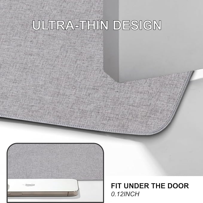 1/10 Inch Ultra Thin Indoor Door Mat, Long-Lasting & Maximum Non-Slip Rubber Backing, Washable & Stain-Resistant Entryway Mats with Powerful Dirt Trapper for Various Entrance, 29''X17'', Gray