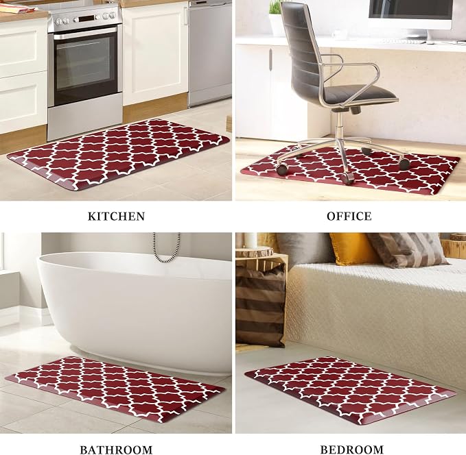 WISELIFE Anti Fatigue Floor Mat - 4/5 Inch Thick Kitchen Mat Non Slip Waterproof Heavy Duty Ergonomic Comfort Mat Durable for Home, Office, Sink, Laundry,(20" x 39", Red)