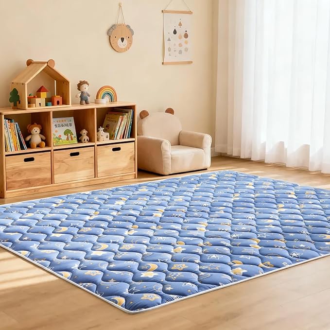 Odorless Premium Foam Baby Play Mat 50" x 50", Soft Microfiber Fabric Crawling Mat for Floor- Comfortable and Hypoallergenic, Non-Slip Cushioned Floor Playpen mat for Infants,Babies,Toddlers