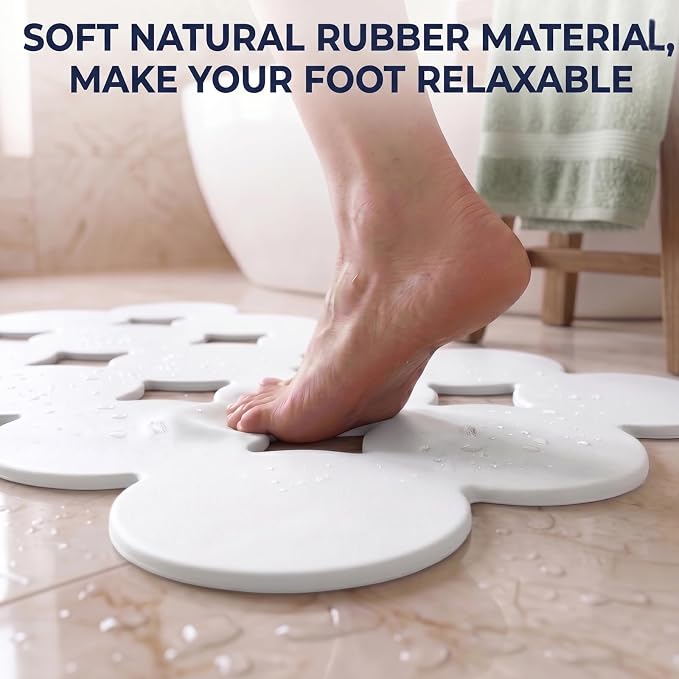 Webos Patented Non Slip Bathtub Mat Shower Bath Mats with Strong Suction Cups Superior Grip&Drainage Soft Heavy Duty Natural Rubber Bath Mat for Inside The tub (White, 28x16 inch)