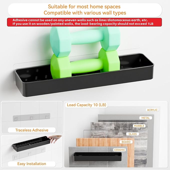 Yieach 4 Pack in Shower Organizers,Adhesive Shower Caddy,No Rust Acrylic Shower Shelves & Storage Rack,Plastic Bathroom Shelves,Bathtub Storage Organizer,Shampoo,Conditioner Holder for Washroom,Black