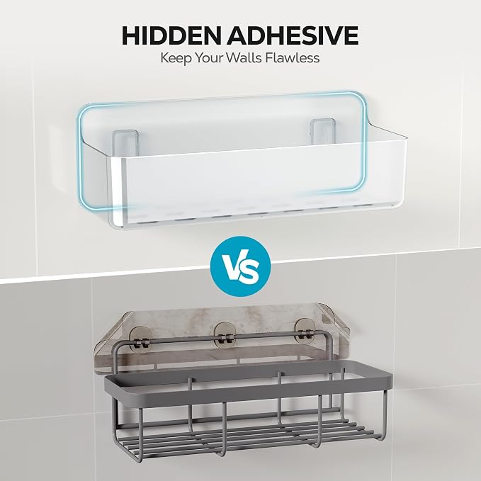 Nieifi Adhesive Wall Shelf, Shower Shelves, Shower Organizer for Bathroom Organization (A-Clear, 4 pieces)