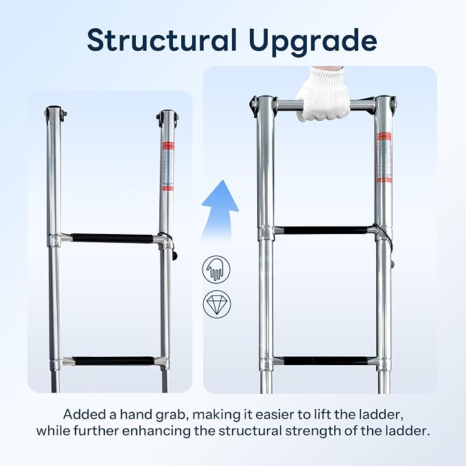 Boat Ladder,Stainless Steel Telescoping Folding Heavy Duty Pontoon Swim Boarding Ladder for Outboards,Yacht,Marine Fishing Boat
