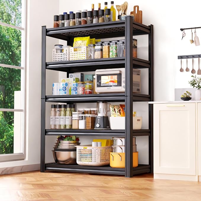 4-Pack Heavy Duty Garage Shelving for Large Storage & Garage Organization, 78"H x 46"W x 20"D 5-Tier Adjustable All Metal Wire Shelf for Tools, Storage Bins, Bulk Items, Warehouse & Workshop