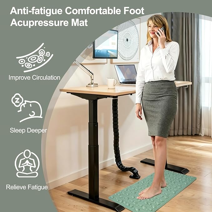 Portable Feet Acupressure Mat, Foldable Foot Massager Mat, Pressure Point Massage Pad, Anti Fatigue Office Standing Desk Stand up Pad, Relieve Foot Pain (27.6"x16.7")