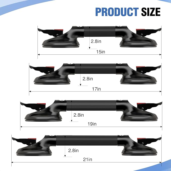 DAILYLIFE Grab Bars for Bathtubs and Showers, 19 inch Shower Handles for Elderly Suction, 300lbs Safety Shower Grab bar for Seniors and Elderly, Black(1 Pack)